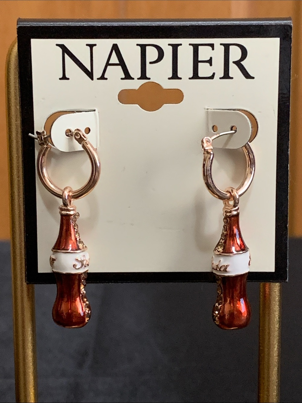 NWT Napier rose gold tone soda earrings